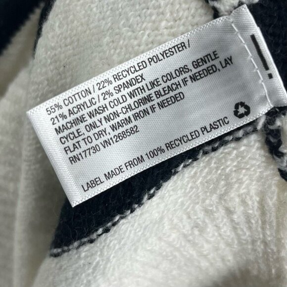 A New Day Sweater Womens XL Cream Black Striped Cowl Mock Neck Heavy Cozy NEW - Picture 11 of 12